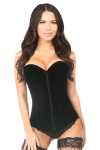 Lavish Black Velvet Overbust Corset-Daisy Corsets-SEXYSHOES.COM