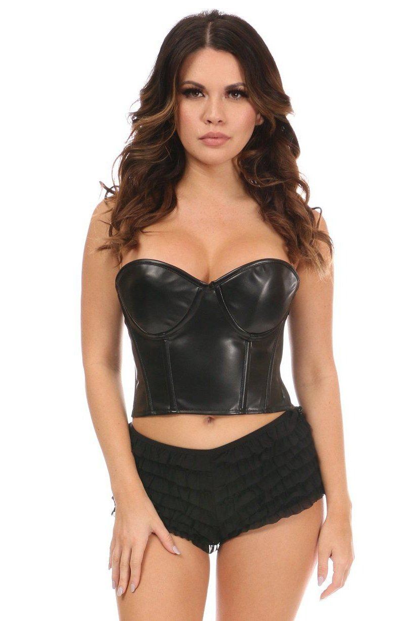 Daisy Corsets Lavish Faux Leather Underwire Bustier in Black  from SexyShoes.com