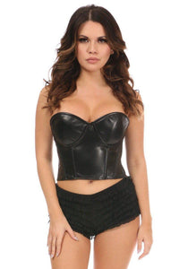 Daisy Corsets Lavish Faux Leather Underwire Bustier in Black  from SexyShoes.com