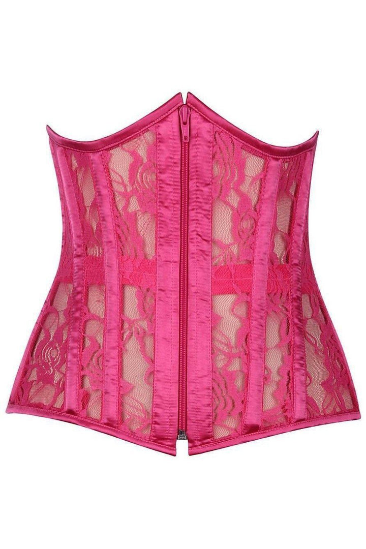 Lavish Fuchsia Sheer Lace Under Bust Corset-Daisy Corsets-SEXYSHOES.COM