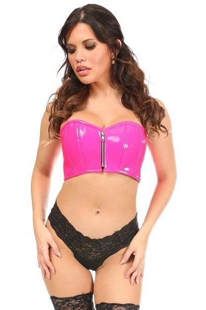 Daisy Corsets Lavish Hot Pink Patent Short Bustier Top in Pink  from SexyShoes.com
