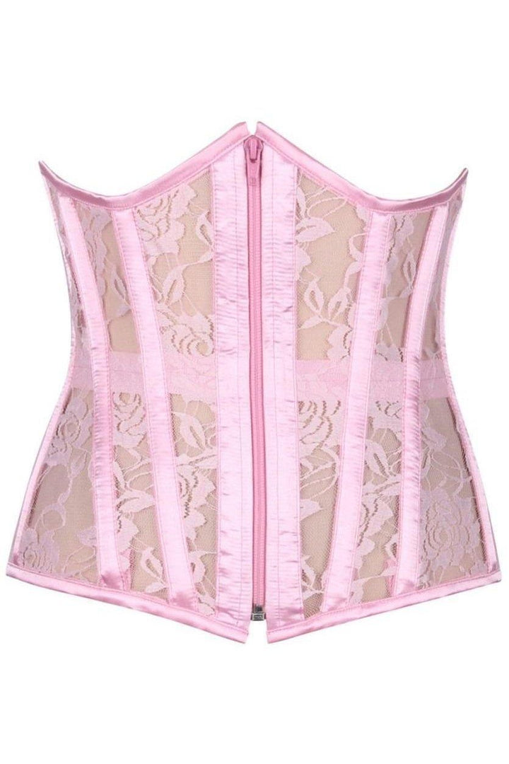 Lavish Light Pink Sheer Lace Under Bust Corset-Daisy Corsets-SEXYSHOES.COM