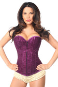 Lavish Magenta Lace Overbust Corset with Zipper