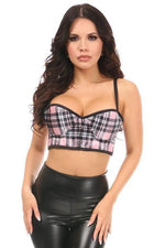Lavish Pink Plaid Underwire Short Bustier