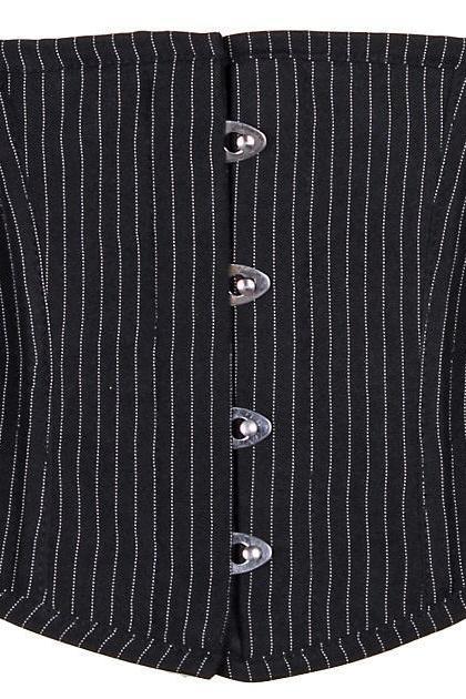 Daisy Corsets Lavish Pinstripe Mini Cincher in Black  from SexyShoes.com