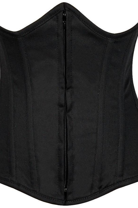 Lavish Plus Size Black Cotton Underbust Corset-Daisy Corsets-SEXYSHOES.COM