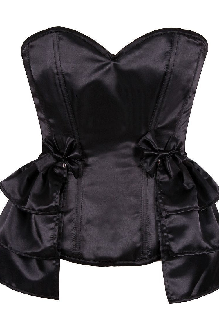 Lavish Plus Size Black Satin Corset with Removable Snap on Skirt-Daisy Corsets-SEXYSHOES.COM