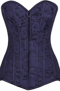 Daisy Corsets Lavish Plus Size Navy Blue Lace Overbust Corset with Zipper in Blue 
