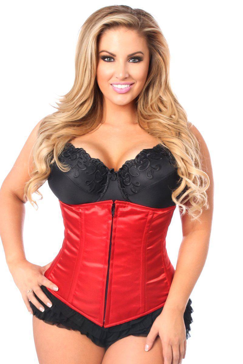 Daisy Corsets Lavish Plus Size Red Underbust Zipper Corset in Red 