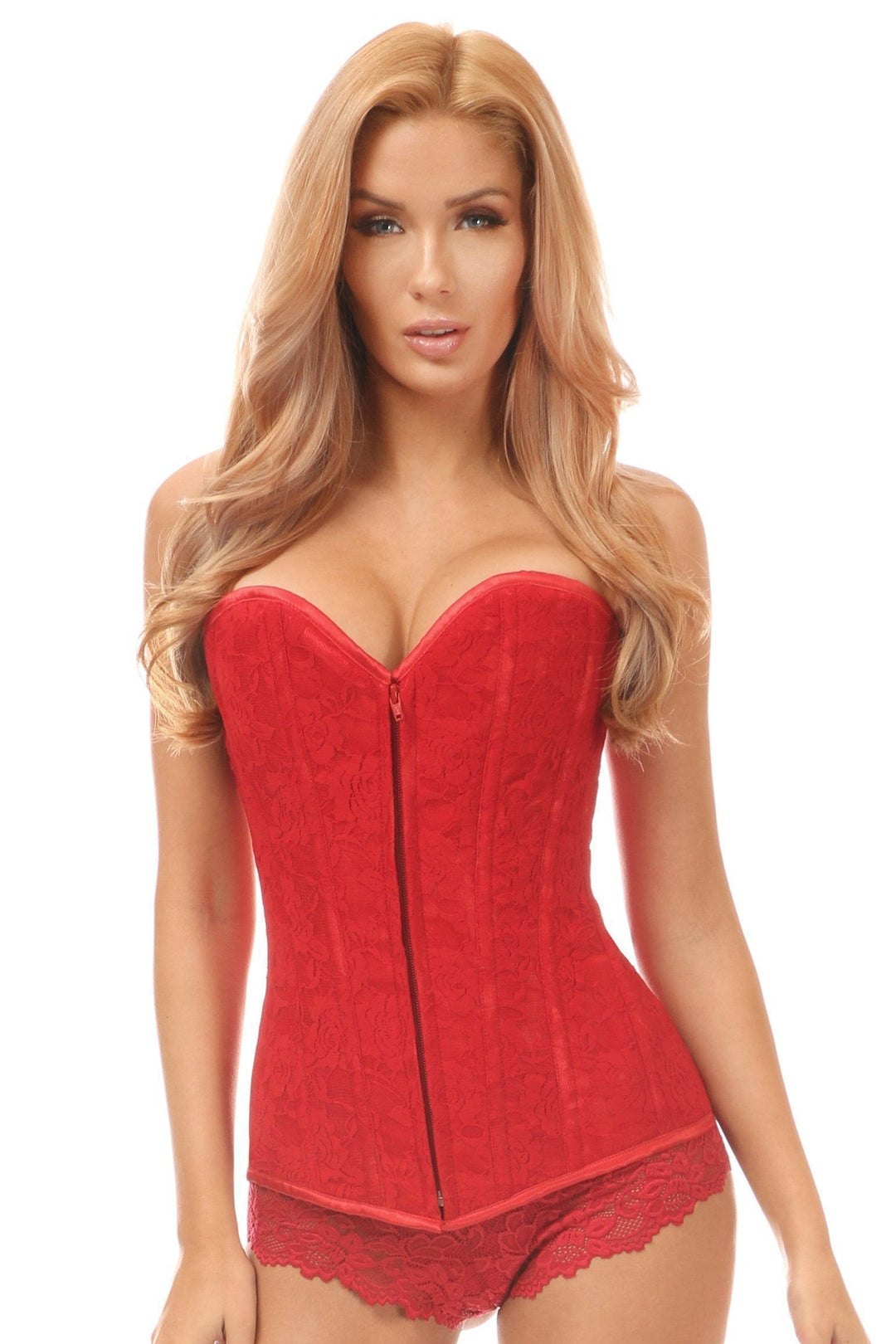 Lavish Red Lace Overbust Corset-Daisy Corsets-SEXYSHOES.COM