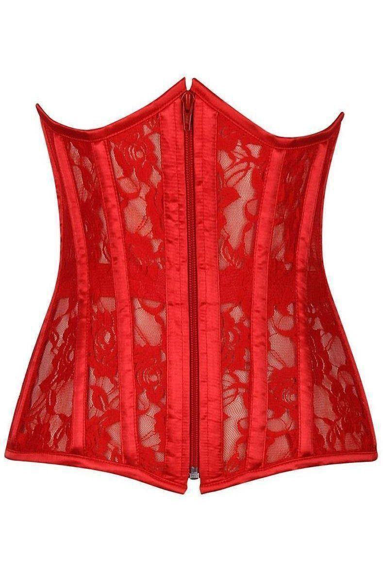 Daisy Corsets Lavish Red Sheer Lace Under Bust Corset in Red 