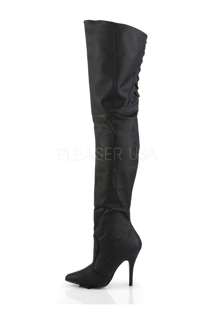 Pleaser LEGEND-8899 Thigh Boot in Black Genuine Leather