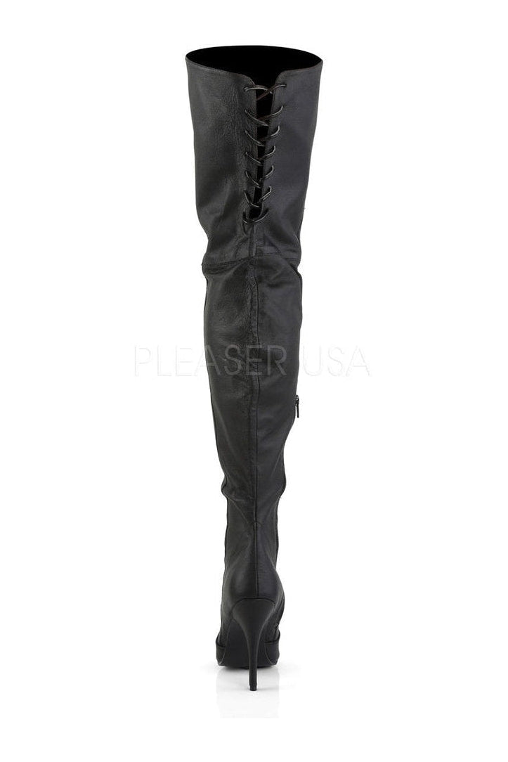 Pleaser LEGEND-8899 Thigh Boot in Black Genuine Leather