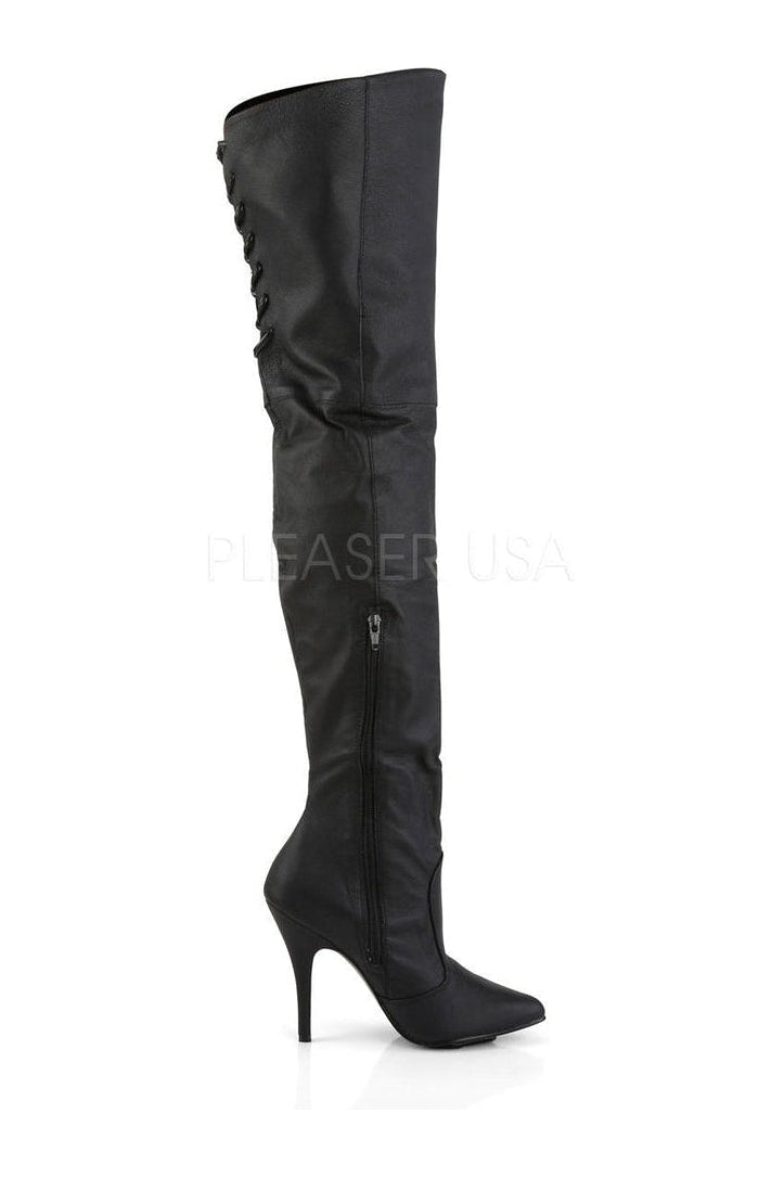 Pleaser LEGEND-8899 Thigh Boot in Black Genuine Leather
