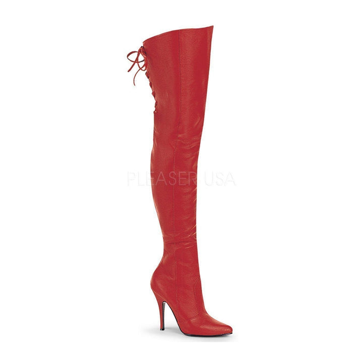 LEGEND-8899 Thigh Boot | Red Genuine Leather-Thigh Boots-Pleaser-Red-7-Genuine Leather-SEXYSHOES.COM