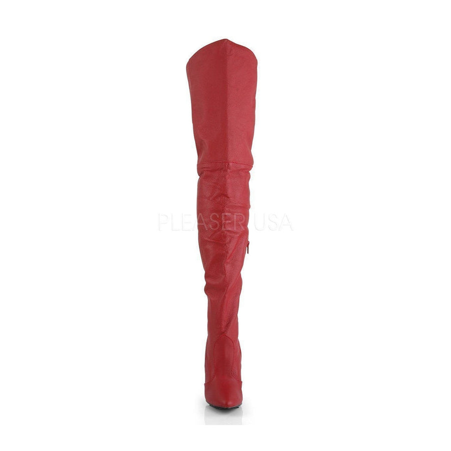 Pleaser LEGEND-8899 Thigh Boot in Red Genuine Leather