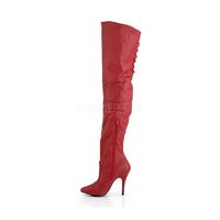 Pleaser LEGEND-8899 Thigh Boot in Red Genuine Leather