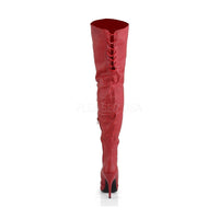 Pleaser LEGEND-8899 Thigh Boot in Red Genuine Leather