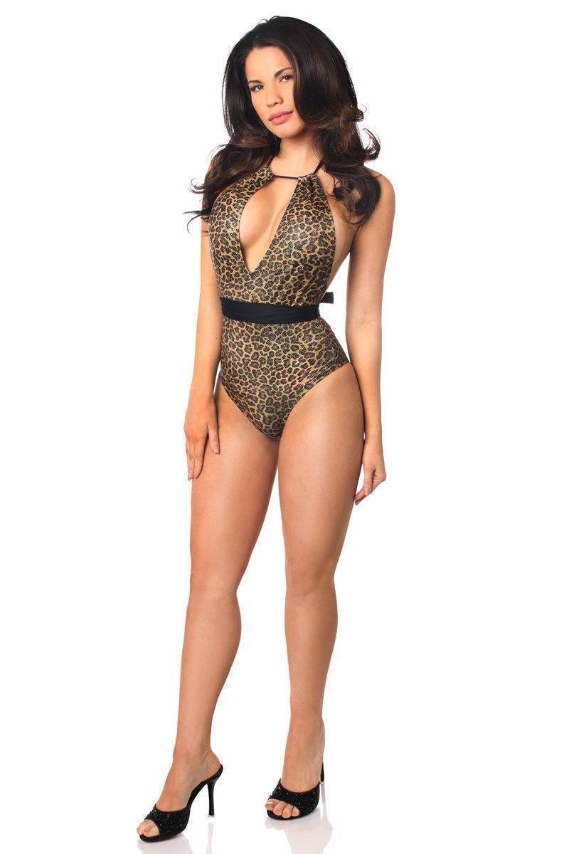 Leopard One-Piece Pucker Back Swimsuit with Removable Belt-One Piece Swim-Daisy Corsets-SEXYSHOES.COM