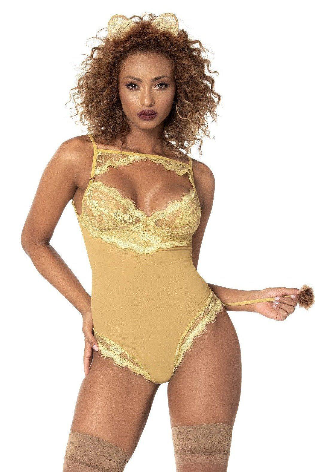 Lion Teddy with Lace Trim-Fantasy Lingerie-Mapale-SEXYSHOES.COM