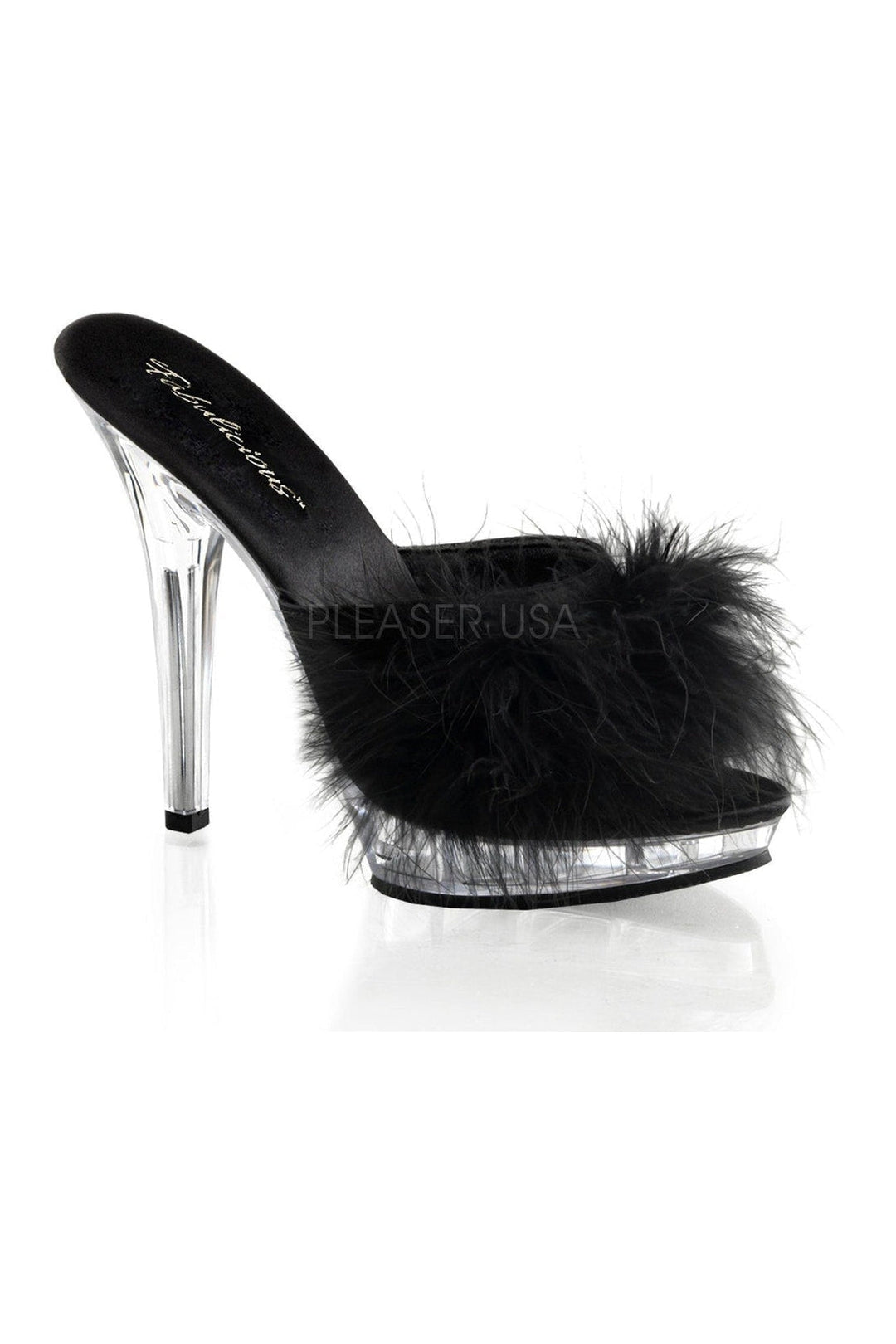 Fabulicious LIP-101-8 Mule in Black Satin from SexyShoes.com