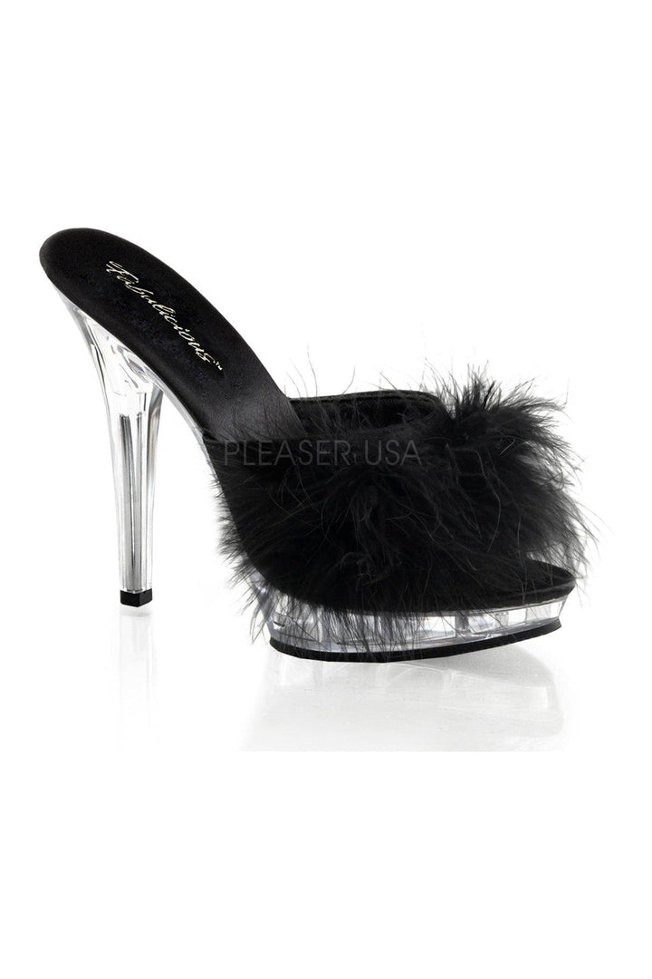 LIP-101-8 Mule | Black Genuine Satin-Fabulicious-Black-Marabous-SEXYSHOES.COM