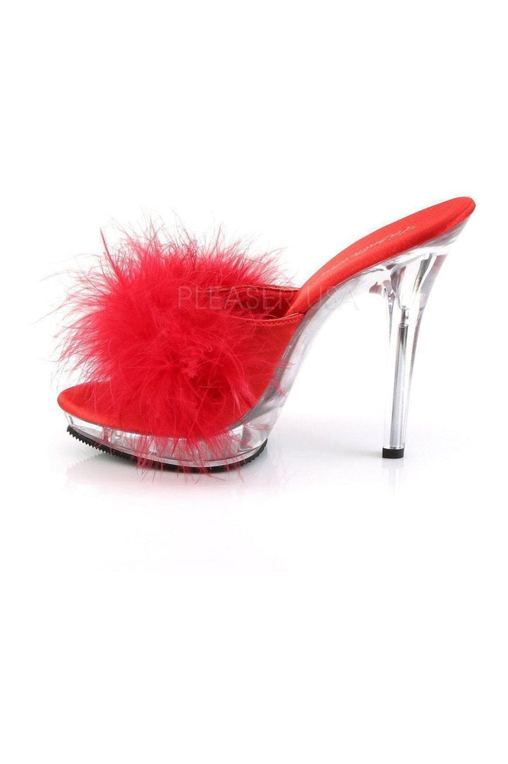 LIP-101-8 Mule | Clear Genuine Satin-Fabulicious-Marabous-SEXYSHOES.COM