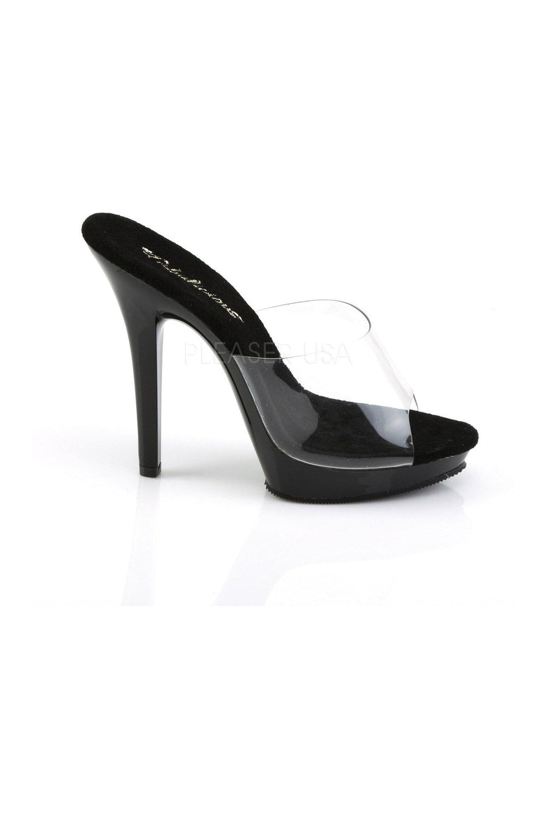 Fabulicious LIP-101 Platform Slide in Black Vinyl