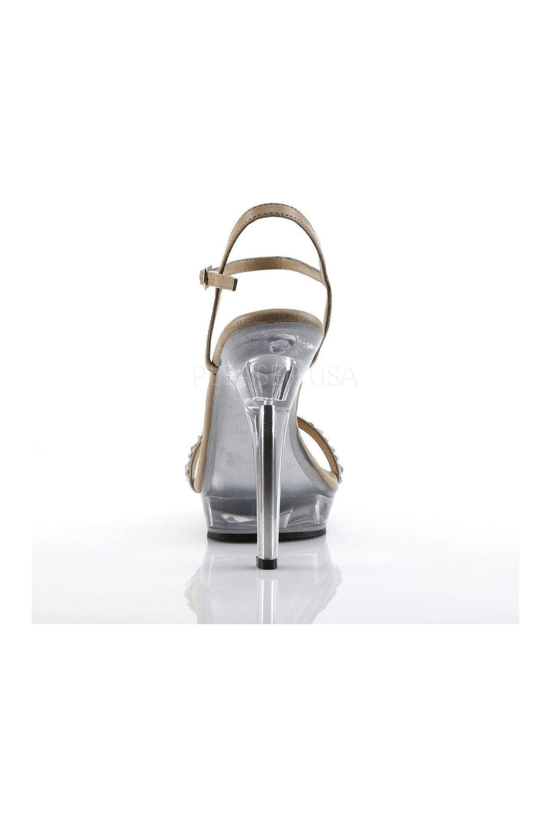 Fabulicious LIP-131 Sandal in Clear Faux Leather