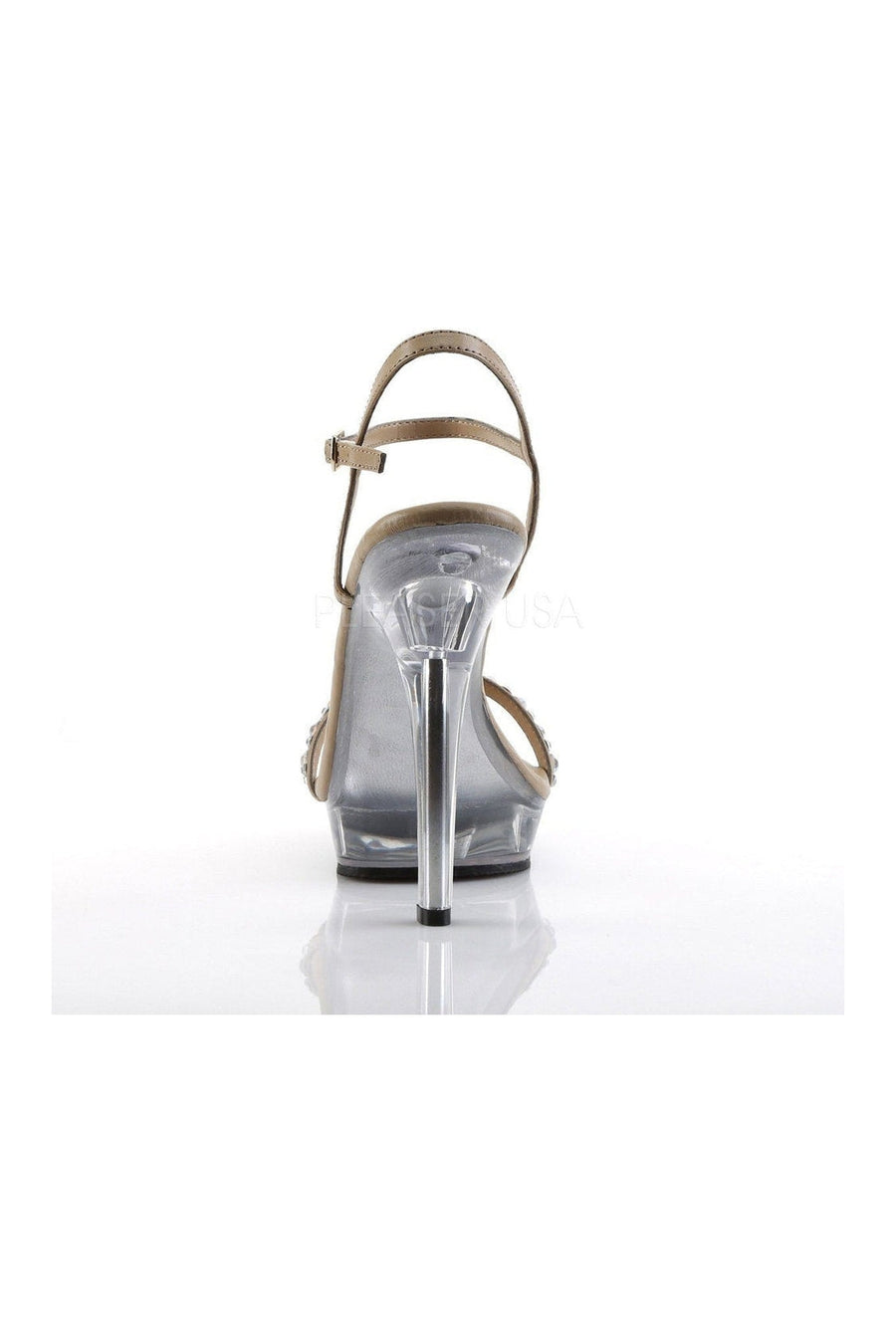 Fabulicious LIP-131 Sandal in Clear Faux Leather