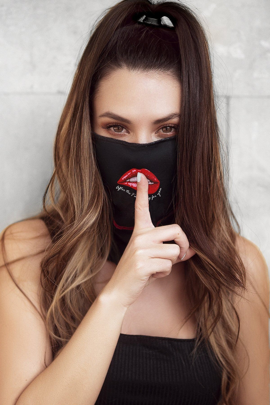 Lip Print Convertible Tube Scarf Face Mask-Be Safe-Mapale-Black-O/S-SEXYSHOES.COM