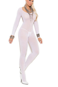 Elegant Moments Long Sleeve Bodystocking in White  from SexyShoes.com