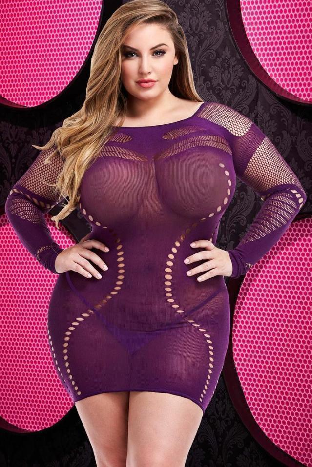 Long Sleeve Mini Dress | Plus Size-Lapdance Lingerie-SEXYSHOES.COM