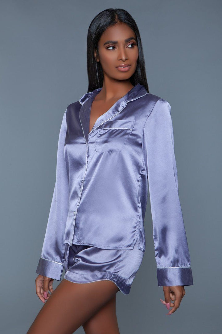 Long Sleeve Satin Sleepwear Set-Sleepwear-BeWicked-SEXYSHOES.COM