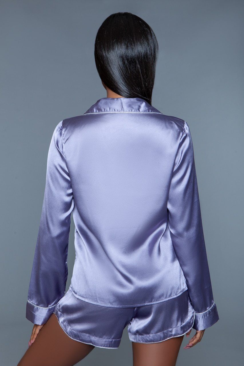 Long Sleeve Satin Sleepwear Set-Sleepwear-BeWicked-SEXYSHOES.COM