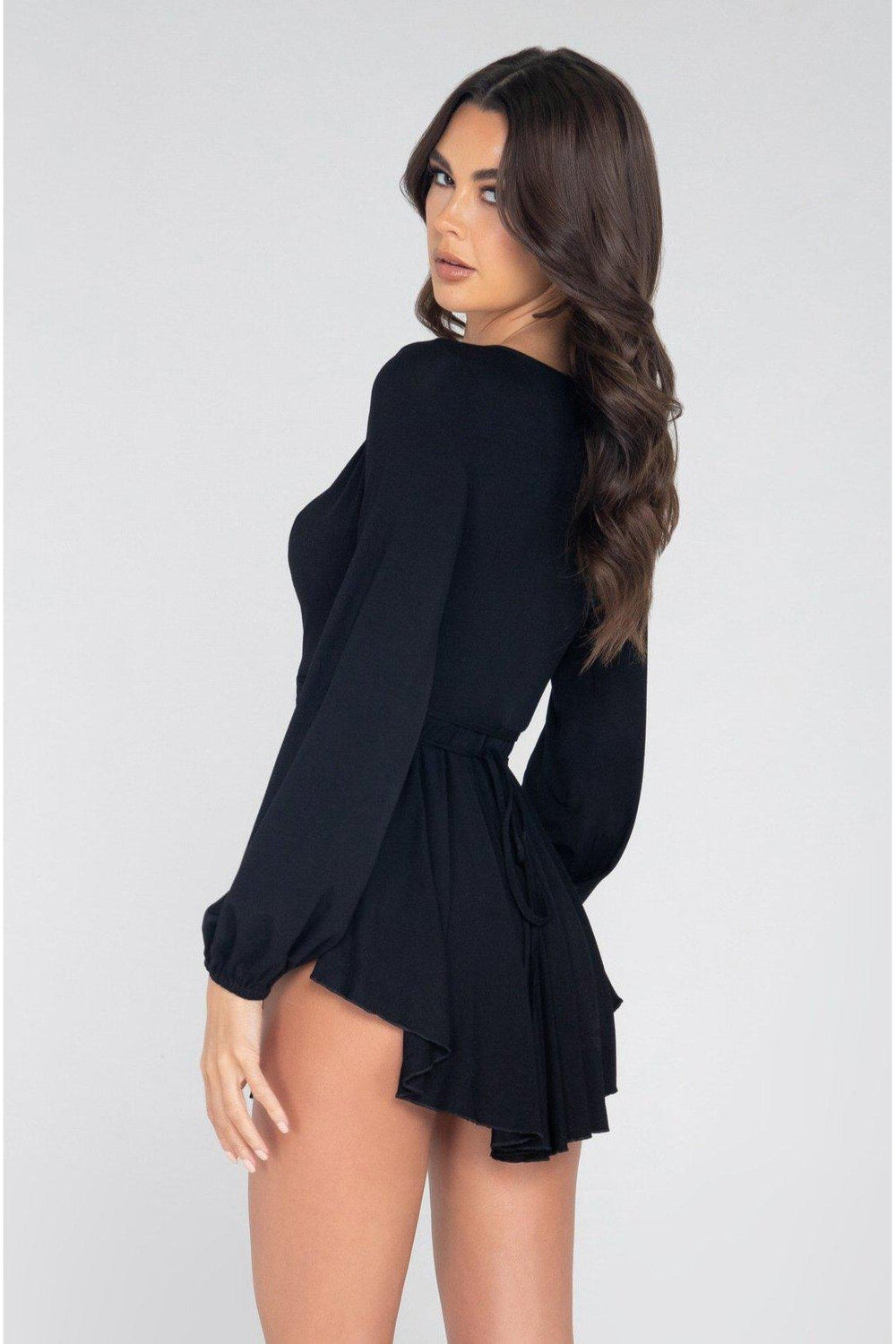 Long Sleeve Skater Dress with Criss-Cross Strap-Club Dresses-Roma Confidential-SEXYSHOES.COM