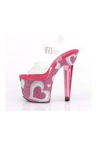 Pleaser LOVESICK-708HEART Platform Sandal in Clear Vinyl
