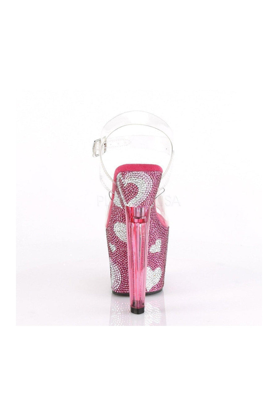 Pleaser LOVESICK-708HEART Platform Sandal in Clear Vinyl