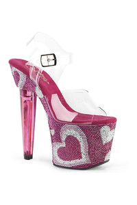 Pleaser LOVESICK-708HEART Platform Sandal in Clear Vinyl from SexyShoes.com