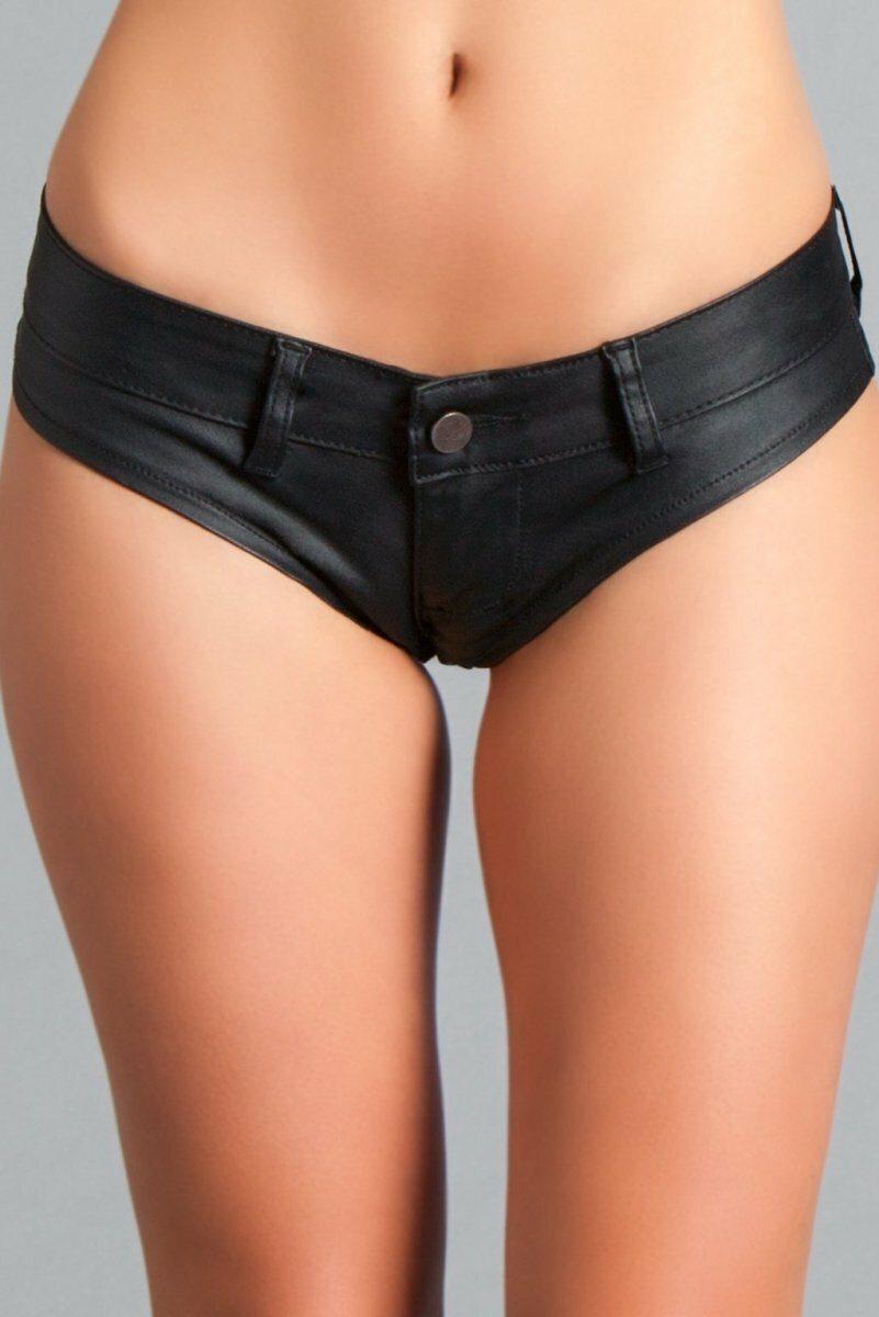 Low Rise Mini Denim Shorts-Denim Shorts-BeWicked-Black-S-SEXYSHOES.COM