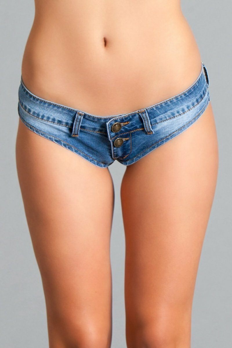 Low Rise Mini Denim Shorts-Denim Shorts-BeWicked-Blue-S-SEXYSHOES.COM