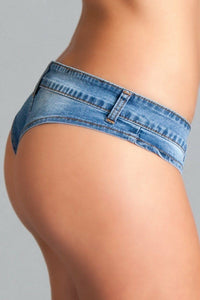 BeWicked Low Rise Mini Denim Shorts in Blue 