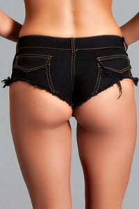 BeWicked Low Waist Cut Off Denim Booty Shorts in Black 