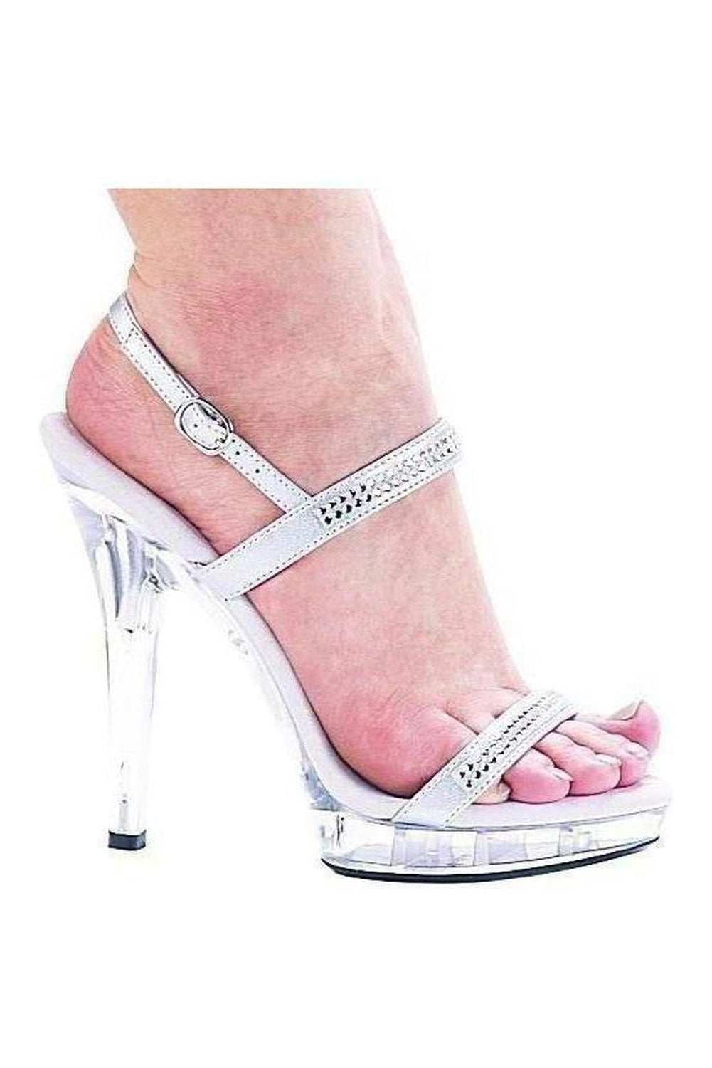 M-DIAMOND Platform Sandal | Silver Faux Leather-Ellie Shoes-SEXYSHOES.COM