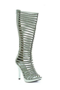 Ellie Shoes M STELLA Platform Sandal in Silver Faux Leather from SexyShoes.com