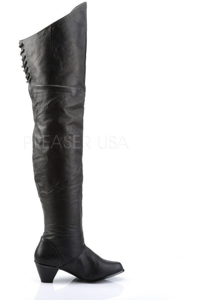 MAIDEN-8828 Thigh Boot | Black Genuine Leather-Funtasma-Thigh Boots-SEXYSHOES.COM
