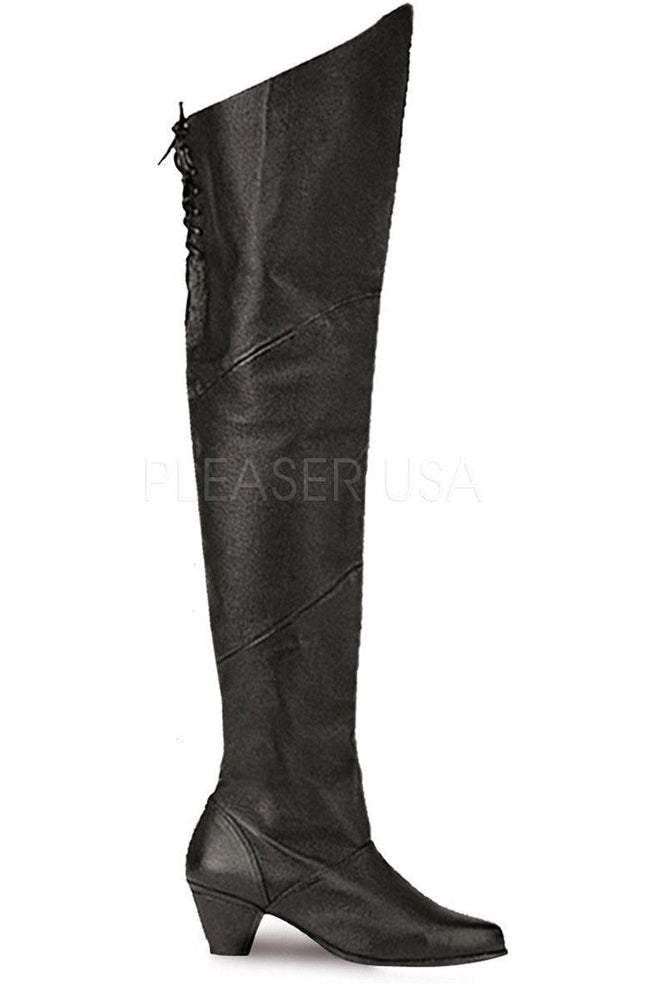MAIDEN-8828 Thigh Boot | Black Genuine Leather-Funtasma-Black-Thigh Boots-SEXYSHOES.COM