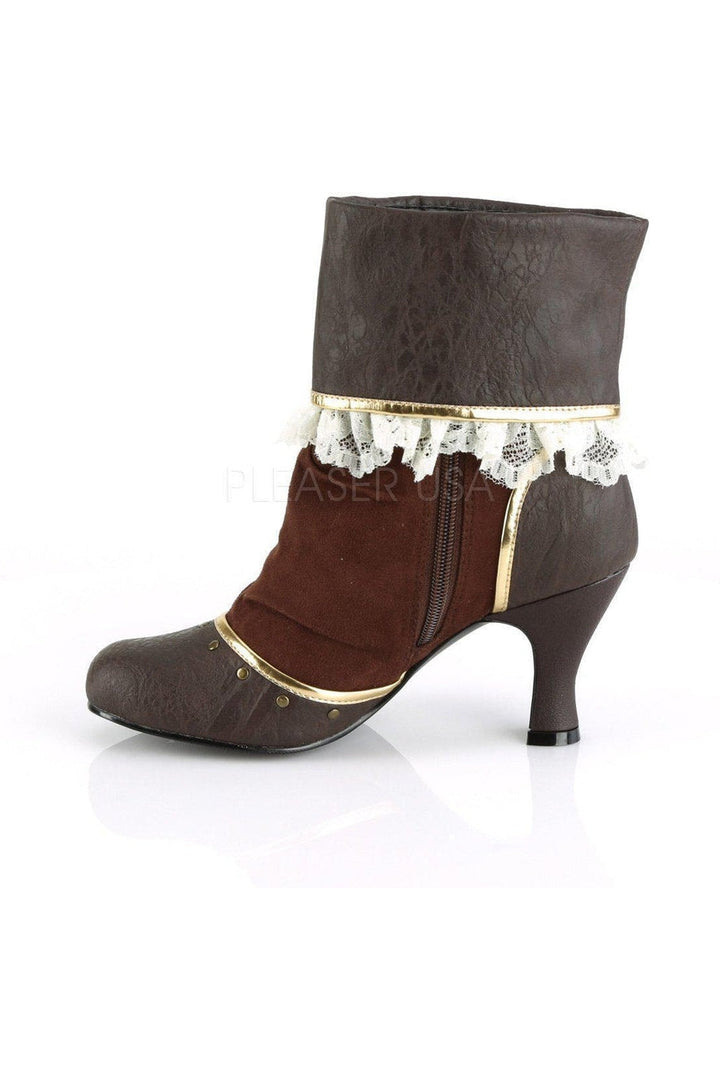 MATEY-115 Costume Ankle Boot | Brown Faux Leather-Funtasma-SEXYSHOES.COM