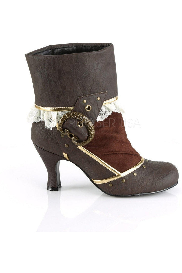 MATEY-115 Costume Ankle Boot | Brown Faux Leather-Funtasma-SEXYSHOES.COM