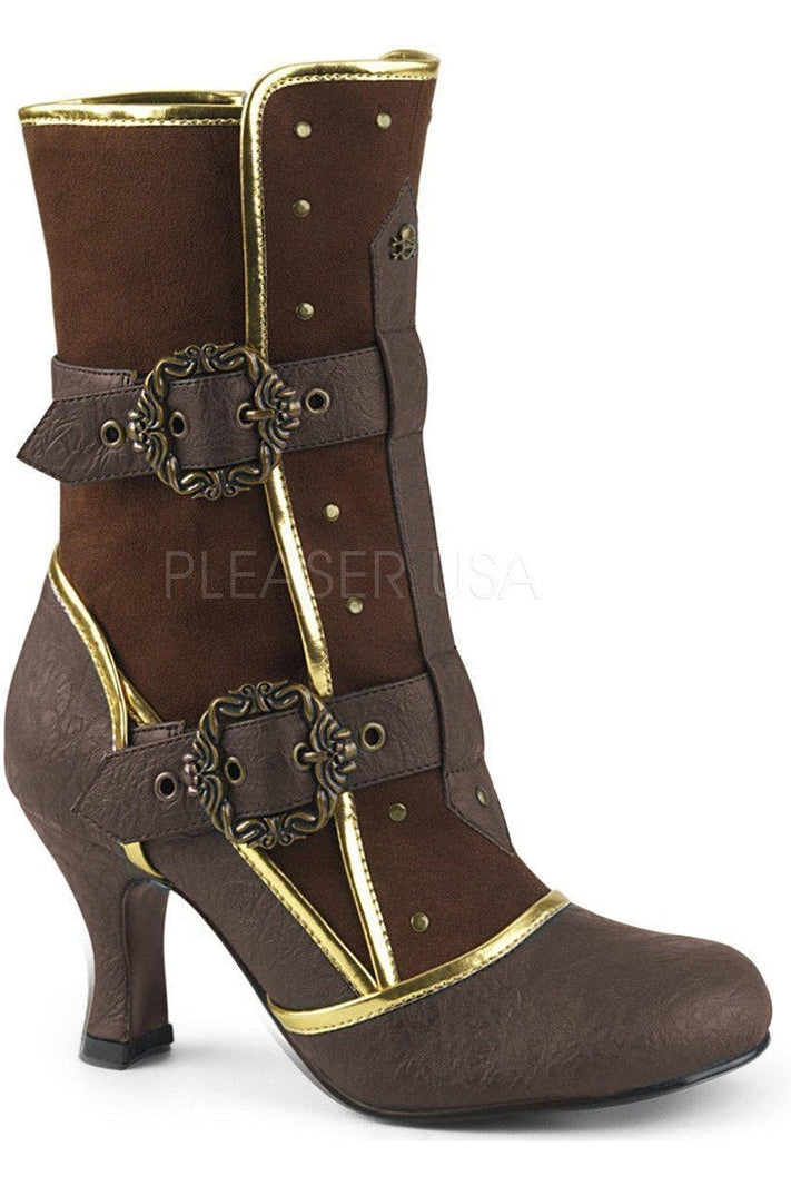 MATEY-205 Costume Ankle Boot | Brown Faux Leather-Funtasma-SEXYSHOES.COM